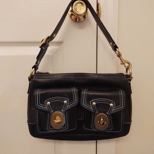 Coach black leather handbag